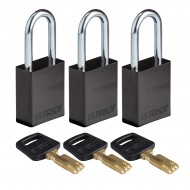ALU-BLK-38ST-KA3PK SafeKey Asma Kilitleri &mdash; Al&uuml;minyum