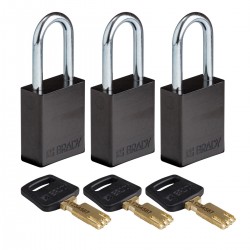 ALU-BLK-38ST-KA3PK SafeKey Asma Kilitleri — Alüminyum