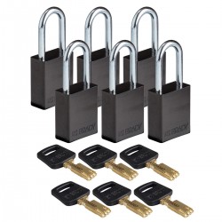 ALU-BLK-38ST-KD6PK SafeKey Asma Kilitleri — Alüminyum