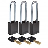 ALU-BLK-76ST-KA3PK SafeKey Asma Kilitleri &mdash; Al&uuml;minyum