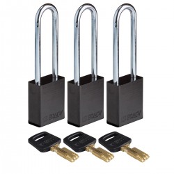 ALU-BLK-76ST-KA3PK SafeKey Asma Kilitleri — Alüminyum