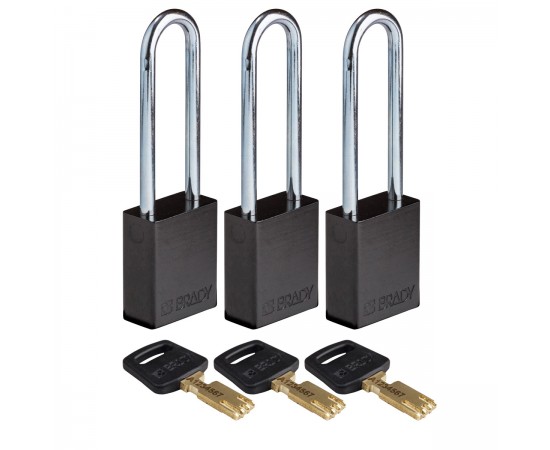 ALU-BLK-76ST-KA3PK SafeKey Asma Kilitleri — Alüminyum