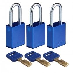 ALU-BLU-38ST-KA3PK SafeKey Asma Kilitleri — Alüminyum