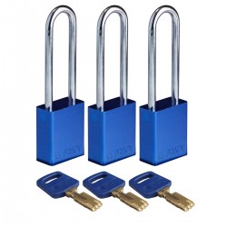 ALU-BLU-76ST-KA3PK SafeKey Asma Kilitleri — Alüminyum