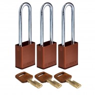 ALU-BRN-76ST-KA3PK SafeKey Asma Kilitleri &mdash; Al&uuml;minyum