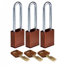 ALU-BRN-76ST-KA3PK SafeKey Asma Kilitleri — Alüminyum