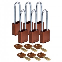 ALU-BRN-76ST-KD6PK SafeKey Asma Kilitleri — Alüminyum