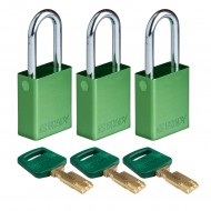 ALU-GRN-38ST-KA3PK SafeKey Asma Kilitleri &mdash; Al&uuml;minyum