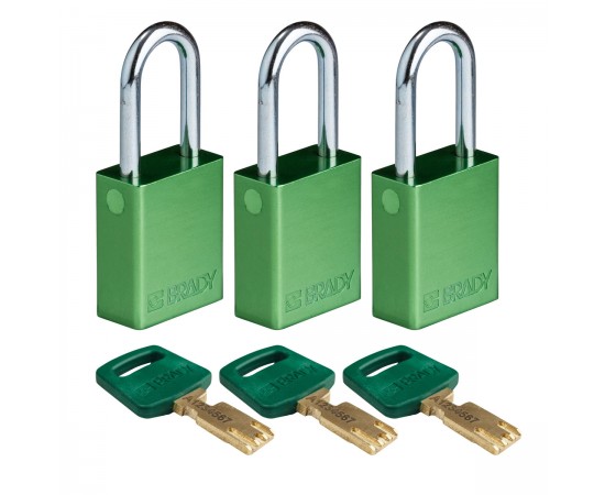 ALU-GRN-38ST-KA3PK SafeKey Asma Kilitleri — Alüminyum