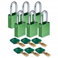 ALU-GRN-38ST-KD6PK SafeKey Asma Kilitleri &mdash; Al&uuml;minyum