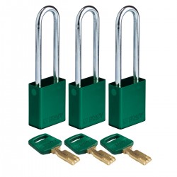 ALU-GRN-76ST-KA3PK SafeKey Asma Kilitleri — Alüminyum