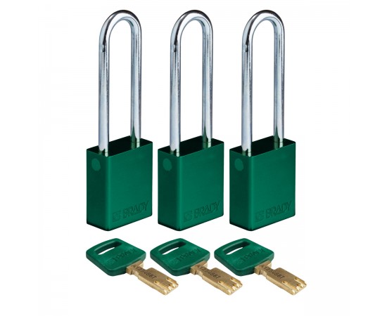 ALU-GRN-76ST-KA3PK SafeKey Asma Kilitleri — Alüminyum ALU-GRN-76ST-KA3PK SafeKey Asma Kilitleri — Alüminyum