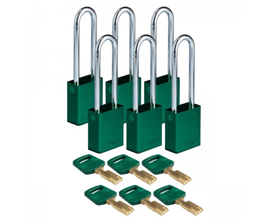 ALU-GRN-76ST-KD6PK SafeKey Asma Kilitleri — Alüminyum ALU-GRN-76ST-KD6PK SafeKey Asma Kilitleri — Alüminyum