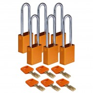 ALU-ORG-76ST-KD6PK SafeKey Asma Kilitleri — Alüminyum