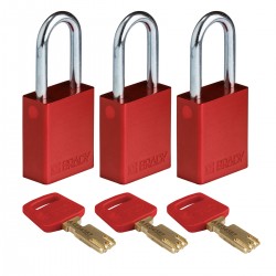 ALU-RED-38ST-KA3PK SafeKey Asma Kilitleri — Alüminyum