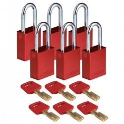 ALU-RED-38ST-KD6PK SafeKey Asma Kilitleri — Alüminyum