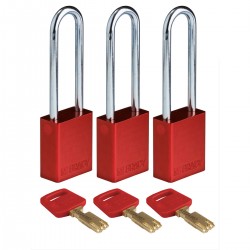 ALU-RED-76ST-KA3PK SafeKey Asma Kilitleri — Alüminyum