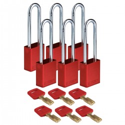 ALU-RED-76ST-KD6PK SafeKey Asma Kilitleri — Alüminyum