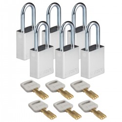ALU-SLV-38ST-KD6PK SafeKey Asma Kilitleri — Alüminyum