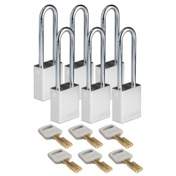 ALU-SLV-76ST-KD6PK SafeKey Asma Kilitleri — Alüminyum