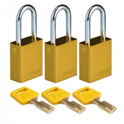 ALU-YLW-38ST-KA3PK SafeKey Asma Kilitleri — Alüminyum