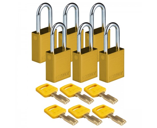 ALU-YLW-38ST-KD6PK SafeKey Asma Kilitleri — Alüminyum ALU-YLW-38ST-KD6PK SafeKey Asma Kilitleri — Alüminyum