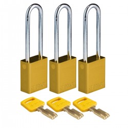 ALU-YLW-76ST-KA3PK SafeKey Asma Kilitleri — Alüminyum