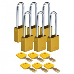 ALU-YLW-76ST-KD6PK SafeKey Asma Kilitleri — Alüminyum
