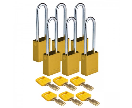 ALU-YLW-76ST-KD6PK SafeKey Asma Kilitleri — Alüminyum ALU-YLW-76ST-KD6PK SafeKey Asma Kilitleri — Alüminyum