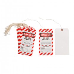 B853 7"X4" BLK/RED/WHT 1-SIDED 25/PK İki Parçalı Perfore Etiketler
