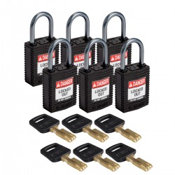 CPT-BLK-25AL-KD6PK SafeKey Compact Nylon Alüminyum Kancalı Kilitler