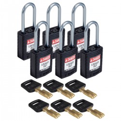 CPT-BLK-38AL-KD6PK SafeKey Compact Nylon Alüminyum Kancalı Kilitler