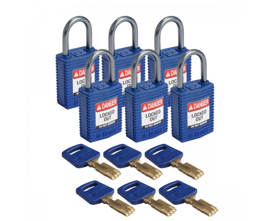 CPT-BLU-25AL-KD6PK SafeKey Compact Nylon Alüminyum Kancalı Kilitler CPT-BLU-25AL-KD6PK SafeKey Compact Nylon Alüminyum Kancalı Kilitler
