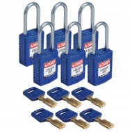 CPT-BLU-38AL-KD6PK SafeKey Compact Nylon Alüminyum Kancalı Kilitler