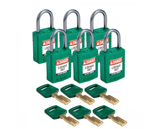 CPT-GRN-25AL-KD6PK SafeKey Compact Nylon Alüminyum Kancalı Kilitler CPT-GRN-25AL-KD6PK SafeKey Compact Nylon Alüminyum Kancalı Kilitler