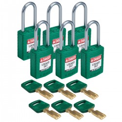CPT-GRN-38AL-KD6PK SafeKey Compact Nylon Alüminyum Kancalı Kilitler