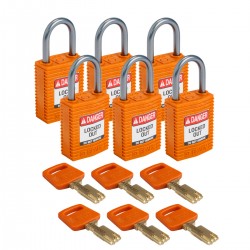 CPT-ORG-25AL-KD6PK SafeKey Compact Nylon Alüminyum Kancalı Kilitler