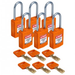 CPT-ORG-38AL-KD6PK SafeKey Compact Nylon Alüminyum Kancalı Kilitler