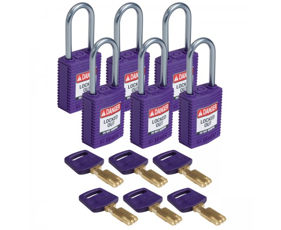 CPT-PRP-38AL-KD6PK SafeKey Compact Nylon Alüminyum Kancalı Kilitler CPT-PRP-38AL-KD6PK SafeKey Compact Nylon Alüminyum Kancalı Kilitler
