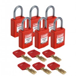 CPT-RED-25AL-KD6PK SafeKey Compact Nylon Alüminyum Kancalı Kilitler