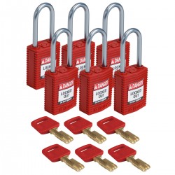 CPT-RED-38AL-KD6PK SafeKey Compact Nylon Alüminyum Kancalı Kilitler