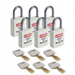 CPT-WHT-25AL-KD6PK SafeKey Compact Nylon Alüminyum Kancalı Kilitler