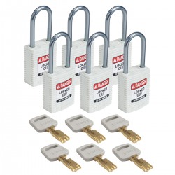 CPT-WHT-38AL-KD6PK SafeKey Compact Nylon Alüminyum Kancalı Kilitler