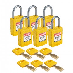 CPT-YLW-25AL-KD6PK SafeKey Compact Nylon Alüminyum Kancalı Kilitler