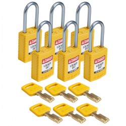 CPT-YLW-38AL-KD6PK SafeKey Compact Nylon Alüminyum Kancalı Kilitler