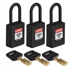 NYL-BLK-38PL-KA3PK SafeKey Asma Kilitleri — Naylon