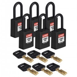NYL-BLK-38PL-KD6PK SafeKey Asma Kilitleri — Naylon