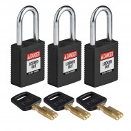 NYL-BLK-38ST-KA3PK SafeKey Asma Kilitleri — Naylon