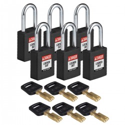 NYL-BLK-38ST-KD6PK SafeKey Asma Kilitleri — Naylon