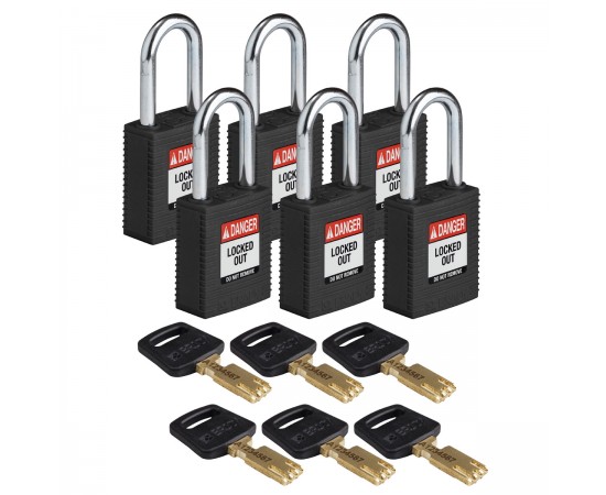 NYL-BLK-38ST-KD6PK SafeKey Asma Kilitleri — Naylon NYL-BLK-38ST-KD6PK SafeKey Asma Kilitleri — Naylon